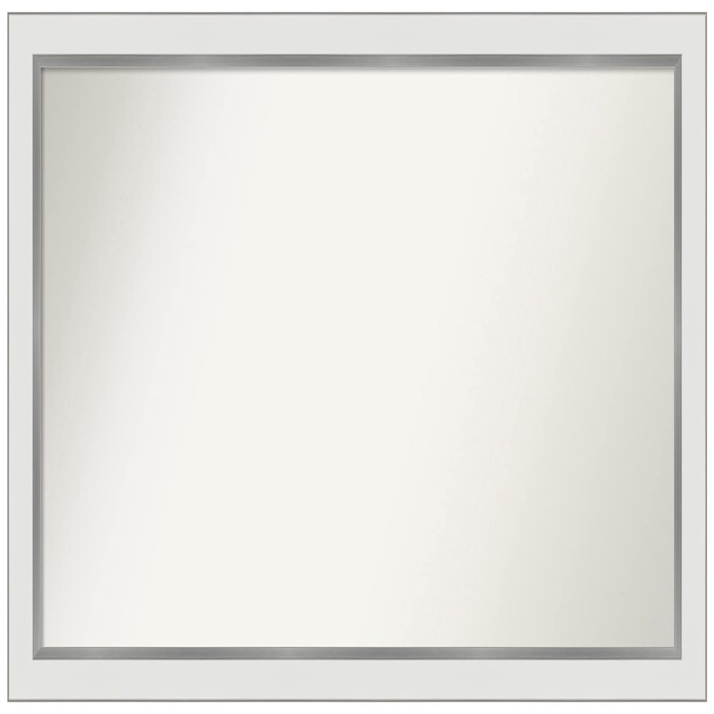 Amanti Art White Bathroom Mirror for Over Sink, 23x39 Custom Made Eva White Silver Narrow Rectangle Vanity Mirror, Large Modern Wood Frame, Hangs Horizonally and Vertically, Wall Decor