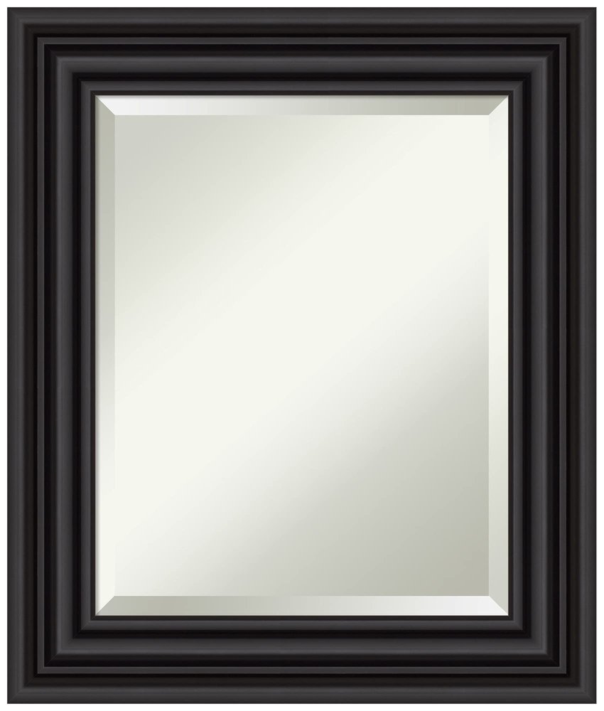 Amanti Art Black Bathroom Mirror for Over Sink, 26x22 Colonial Black Rectangle Vanity Mirror, Small Traditional Frame, Hangs Horizonally and Vertically, Bathroom Wall Decor, Beveled Edge