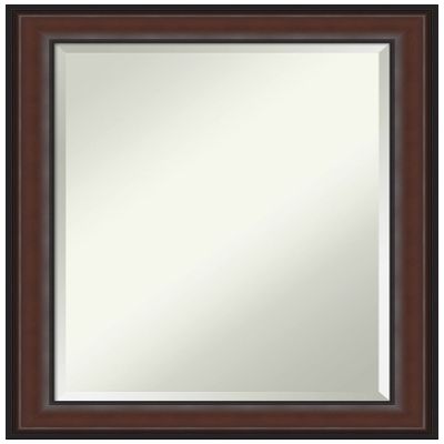 Amanti Art Brown Bathroom Mirror for Over Sink, 29x23 Harvard Walnut Rectangle Vanity Mirror, Medium Traditional Frame, Hangs Horizonally and Vertically, Bathroom Wall Decor, Beveled Edge