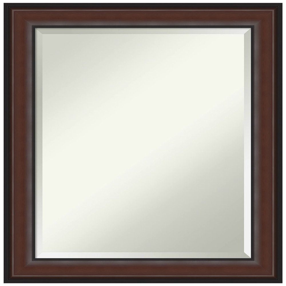 Amanti Art Brown Bathroom Mirror for Over Sink, 29x23 Harvard Walnut Rectangle Vanity Mirror, Medium Traditional Frame, Hangs Horizonally and Vertically, Bathroom Wall Decor, Beveled Edge