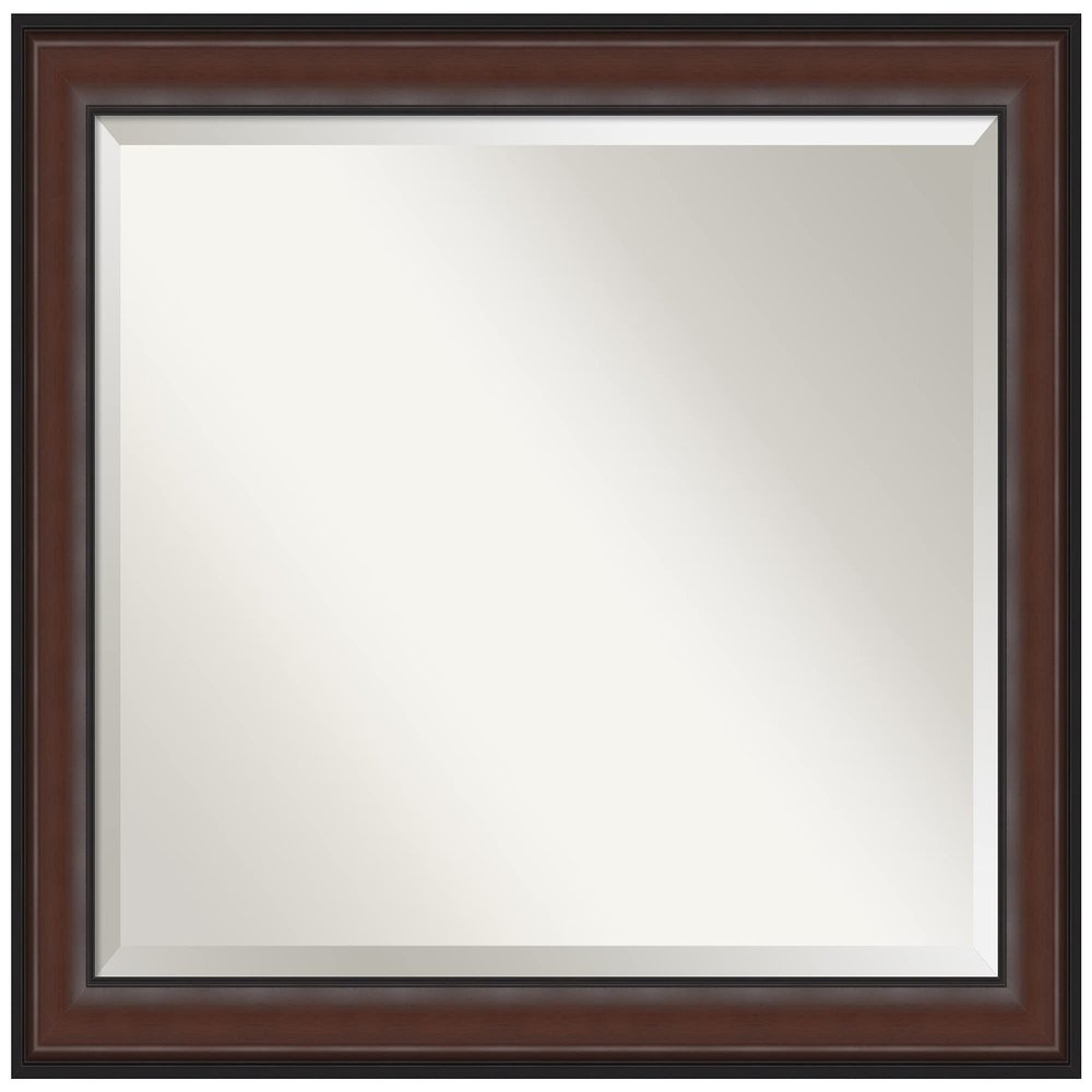 Amanti Art Brown Bathroom Mirror for Over Sink, 27x33 Harvard Walnut Rectangle Vanity Mirror, Large Traditional Frame, Hangs Horizonally and Vertically, Bathroom Wall Decor, Beveled Edge