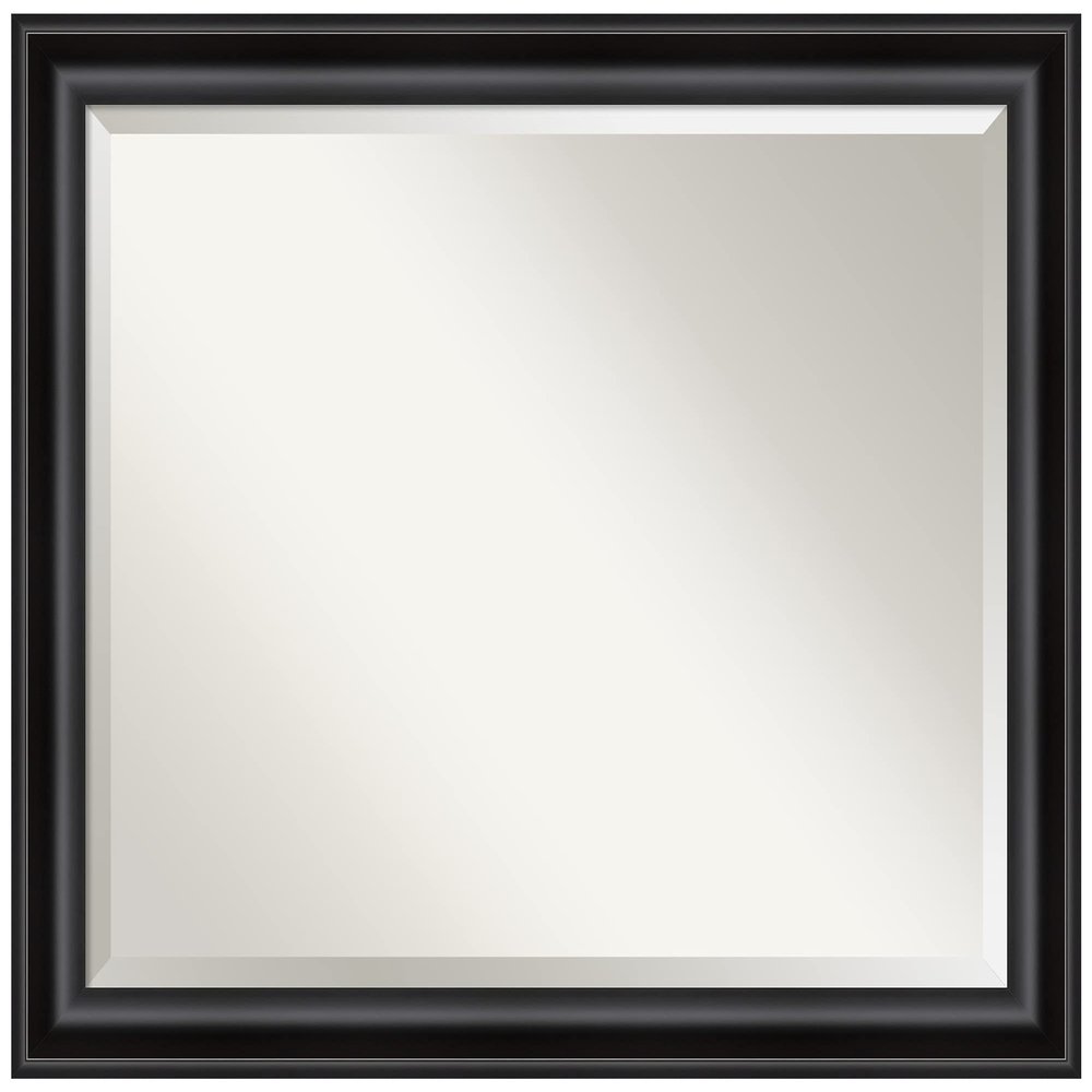 Amanti Art Black Bathroom Mirror for Over Sink, 26x32 Grand Black Narrow Rectangle Vanity Mirror, Large Casual Frame, Hangs Horizonally and Vertically, Bathroom Wall Decor, Beveled Edge