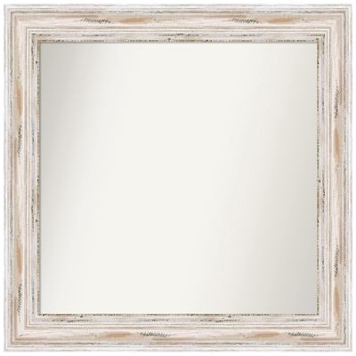 Amanti Art White Bathroom Mirror for Over Sink, 27x29 Custom Made Alexandria White Wash Rectangle Vanity Mirror, Medium Cottage Wood Frame, Hangs Horizonally and Vertically, Wall Decor