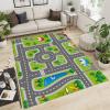 Cartoon City Road House Area Rug, Cute Children Crawling Nursery Carpet, Large Rug Soft Non-Slip Washable Light Weight for Living Room Bedroom Dining Room Boy Girl Hallway Decor5 x 7ft view 1