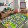 Cartoon City Road House Area Rug, Cute Children Crawling Nursery Carpet, Large Rug Soft Non-Slip Washable Light Weight for Living Room Bedroom Dining Room Boy Girl Hallway Decor5 x 7ft view 3