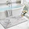 DEXI Bathroom Mat Ultra Thin, Non Slip Bath Rug for Shower Floor, Absorbent Quick Dry Marble Bathmats Low Profile, 17x43, Light Grey view 1