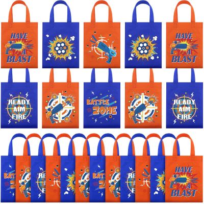 Amylove 24 Pcs Gun War Goodie Bags Gun War Theme Party Supplies Bags Game War Birthday Party Favors Non Woven Goody Reusable with Handles Bulk Kids Party Decorations Favors Gifts(Colorful)