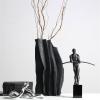 Dried Flower Vase Resin Vase Modern Black Geometric Decorative Vase 18.5 Inch Large Home Decor Table Vase Table Flower Arrangement Decoration Decorative Vase view 4