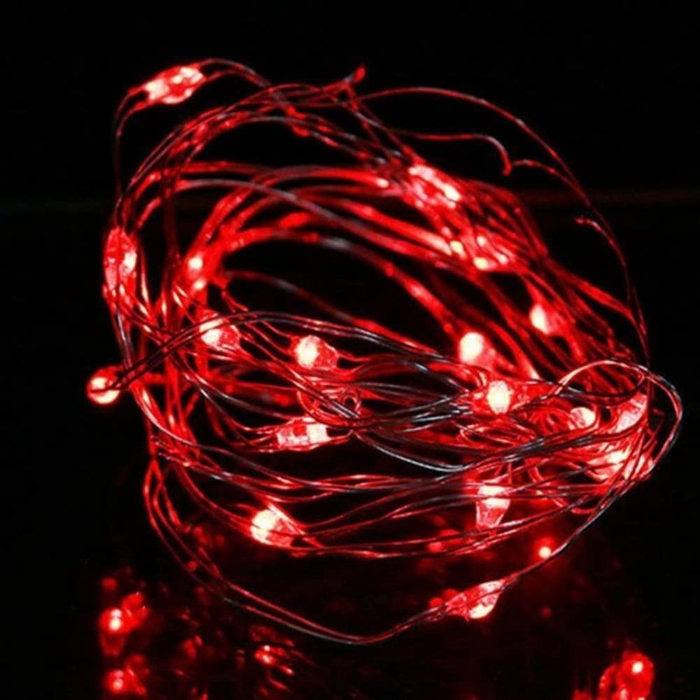 anso 5V USB LED String Lights Fairy 20M 10M 5M Silver Wire Waterproof Garland Home Decor (Red,5m 50leds)