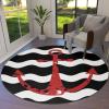 Round Area Rug 3 Ft for Bathroom Collection Room Area Floor Mat Red Nautical Anchor Navy Blue Wavy Stripes Non-Slip and Washable Carpets for Indoor Bedroom Kids Room Home Decor view 1