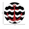 Round Area Rug 3 Ft for Bathroom Collection Room Area Floor Mat Red Nautical Anchor Navy Blue Wavy Stripes Non-Slip and Washable Carpets for Indoor Bedroom Kids Room Home Decor view 2