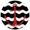 Round Area Rug 3 Ft for Bathroom Collection Room Area Floor Mat Red Nautical Anchor Navy Blue Wavy Stripes Non-Slip and Washable Carpets for Indoor Bedroom Kids Room Home Decor view 3