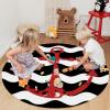 Round Area Rug 3 Ft for Bathroom Collection Room Area Floor Mat Red Nautical Anchor Navy Blue Wavy Stripes Non-Slip and Washable Carpets for Indoor Bedroom Kids Room Home Decor view 4