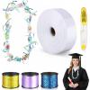 Berlune Candy Lei Making Kit for Graduation Party Favor Include 2 in x 1000 ft Poly Tubing 3 Rolls Curling Gift Ribbon 300 Yd/ 900 ft and Scissor for Hawaii Tropical Wedding DIY(Purple, Blue, Yellow) view 1