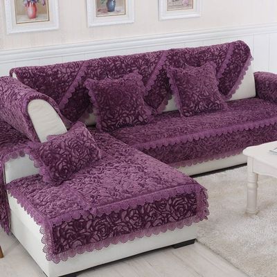 vctops Rose Floral Sofa Cover Soft Thick Plush Sectional Couch Covers Non Slip Sofa Slipcover Furniture Protector for Dogs Cats Pet Love Seat Recliner Cover,1 Piece/Not All Set (Purple,35"x63")