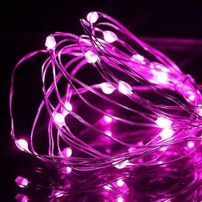 anso 5V USB LED String Lights Fairy 20M 10M 5M Silver Wire Waterproof Garland Home Decor (Pink,5m 50leds)