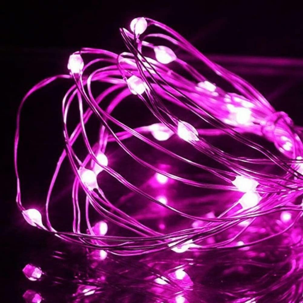 anso 5V USB LED String Lights Fairy 20M 10M 5M Silver Wire Waterproof Garland Home Decor (Pink,5m 50leds)