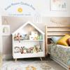 Curipeer Kids Dollhouse Bookshelf, Wooden Bookcase Storage with Motion-Activated Light, 2-Tier Open Display Organizer for Toys, Books, Baby Bookshelf for Birthday, Christmas, Classroom Storage, White view 4