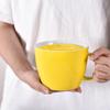 30 oz Extra-Large Coffee Mug, Wide Ceramic Coffee Cup Soup Bowl with Handle, Glamorous Latte Cup Big Blew Suitable for Coffee Soup Daily Drinkings at Home, Office, Hotel or Restaurant, Yellow-White view 3