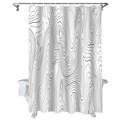 Fabric Shower Curtain with Hooks Top View Topographic White Waterproof & Washable Bathroom Curtains Accessories Funny Shower Curtain Set for Women Men Kids 72x78 inch Abstract Mountain Lines