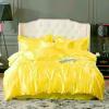 Phoenix Citadel All Season Silk Satin 7 Pieces Comforter Set California Queen Yellow (Comforter + Flat Sheet + Fitted Sheet 16'' & 4 Pillowcases) 500 GSM Comforter Sheet Set Wrinkle & Fade Resistant view 3