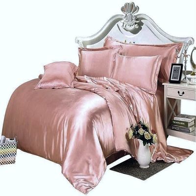 Phoenix Citadel All Season Silk Satin 7 Pieces Comforter Set Full Salmon (Comforter + Flat Sheet + Fitted Sheet 16'' & 4 Pillowcases) 500 GSM Comforter Sheet Set Wrinkle & Fade Resistant
