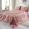 Phoenix Citadel All Season Silk Satin 7 Pieces Comforter Set Full Salmon (Comforter + Flat Sheet + Fitted Sheet 16'' & 4 Pillowcases) 500 GSM Comforter Sheet Set Wrinkle & Fade Resistant view 3