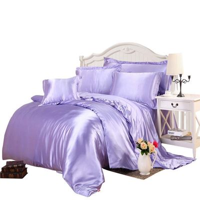Phoenix Citadel All Season Silk Satin 7 Pieces Comforter Set Queen Lilac (Comforter + Flat Sheet + Fitted Sheet 16'' & 4 Pillowcases) 500 GSM Comforter Sheet Set Wrinkle & Fade Resistant