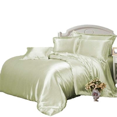 Phoenix Citadel All Season Silk Satin 7 Pieces Comforter Set Twin Sage (Comforter + Flat Sheet + Fitted Sheet 16'' & 4 Pillowcases) 500 GSM Comforter Sheet Set Wrinkle & Fade Resistant