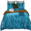 All Season Silk Satin 7 Pieces Comforter Set Oversized Queen Teal Blue ( Comforter + Flat Sheet + Fitted Sheet 16'' & 4 Pillowcases ) 500 GSM Comforter Sheet Set Wrinkle & Fade Resistant view 2