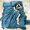 All Season Silk Satin 7 Pieces Comforter Set Oversized Queen Teal Blue ( Comforter + Flat Sheet + Fitted Sheet 16'' & 4 Pillowcases ) 500 GSM Comforter Sheet Set Wrinkle & Fade Resistant view 3