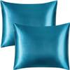 All Season Silk Satin 7 Pieces Comforter Set Oversized Queen Teal Blue ( Comforter + Flat Sheet + Fitted Sheet 16'' & 4 Pillowcases ) 500 GSM Comforter Sheet Set Wrinkle & Fade Resistant view 4