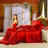 Phoenix Citadel All Season Silk Satin 7 Pieces Comforter Set Oversized Queen Red (Comforter + Flat Sheet + Fitted Sheet 16'' & 4 Pillowcases) 500 GSM Comforter Sheet Set Wrinkle & Fade Resistant view 3