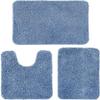 MIULEE 3 Pieces Bathroom Rugs and mats Sets Extra Thick Non Slip Microfiber Bath Mats and U-Shaped Contour Toilet Rug for Bath Room Floor Restroom,20"x30"+16"x24"+20"x20", Blue view 1