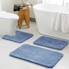 MIULEE 3 Pieces Bathroom Rugs and mats Sets Extra Thick Non Slip Microfiber Bath Mats and U-Shaped Contour Toilet Rug for Bath Room Floor Restroom,20"x30"+16"x24"+20"x20", Blue view 2