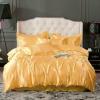 Phoenix Citadel All Season Silk Satin 7 Pieces Comforter Set Queen Gold (Comforter + Flat Sheet + Fitted Sheet 16'' & 4 Pillowcases) 500 GSM Comforter Sheet Set Wrinkle & Fade Resistant view 2