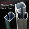 Ceiling Curtain Track, 1.2mm Wall Thickness, Windows Ceiling Track, Wall Divider Curtain, Curtain Rail System, 3 Meters, 5 Meters, For Bay Windows Home Room Divider Curtain Rail(Color:B-wall mount,Siz view 2