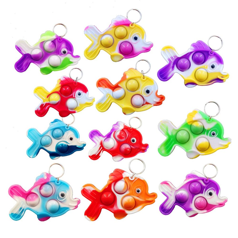 20 pcs Fish Classroom Students Gifts Bulk Rainbow Fidgets Gifts from Teacher, Mini Pop Holiday Rewards Party Favors for Kids
