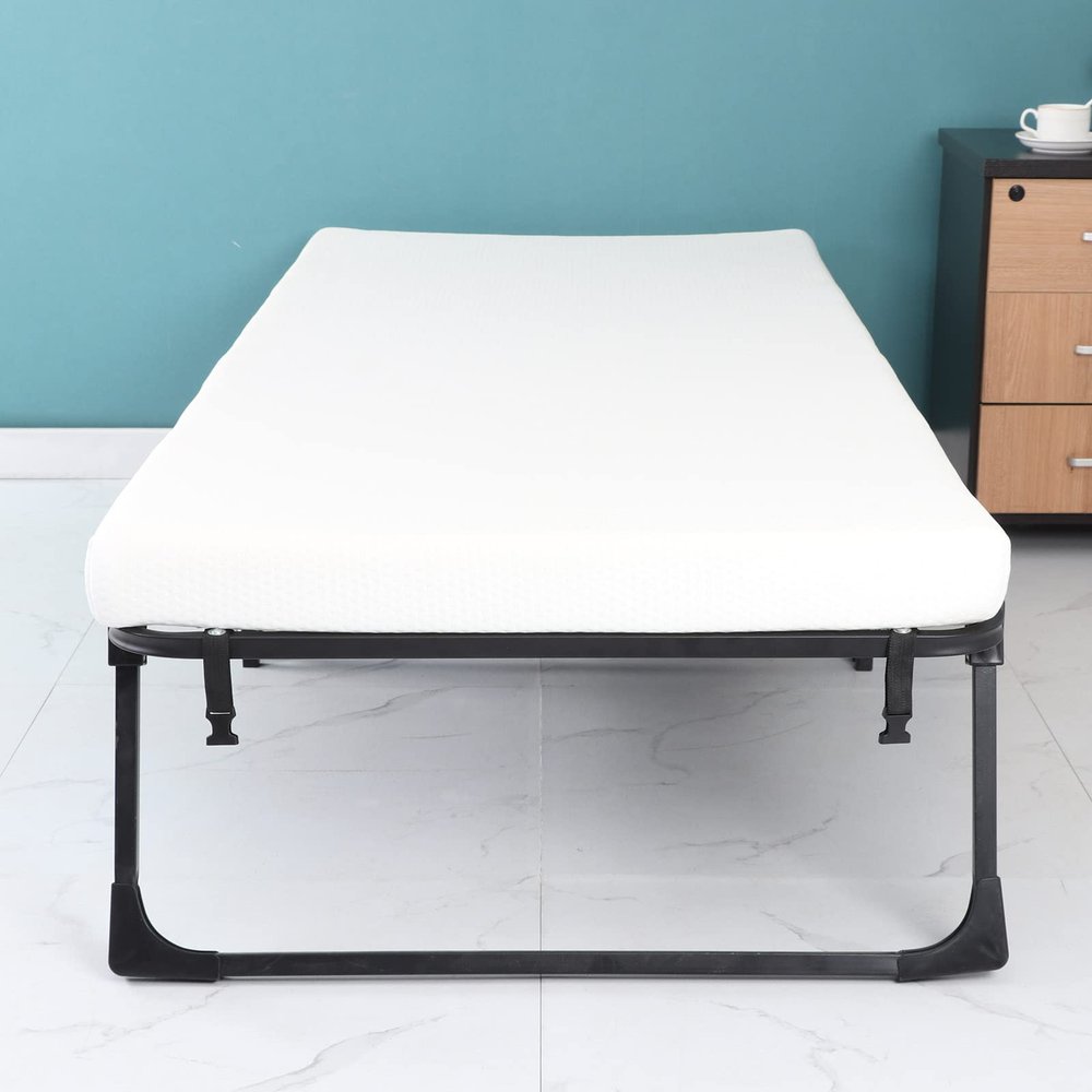 PRODCA Folding Bed with Memory Foam Mattress Foldable Guest Bed Cots for AdultsNo Assembly Required,74.8" x 31.4 ",White