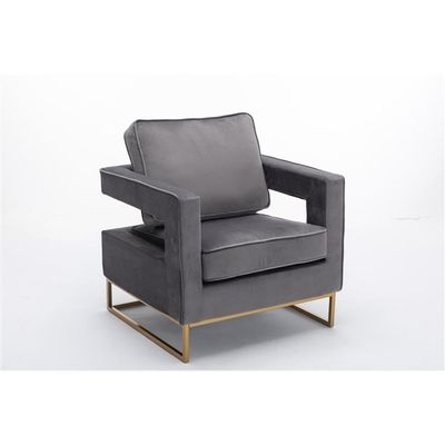 Carolina Classic Adadon 33 in Wide Velvet Upholstered Arm Chair in Gray
