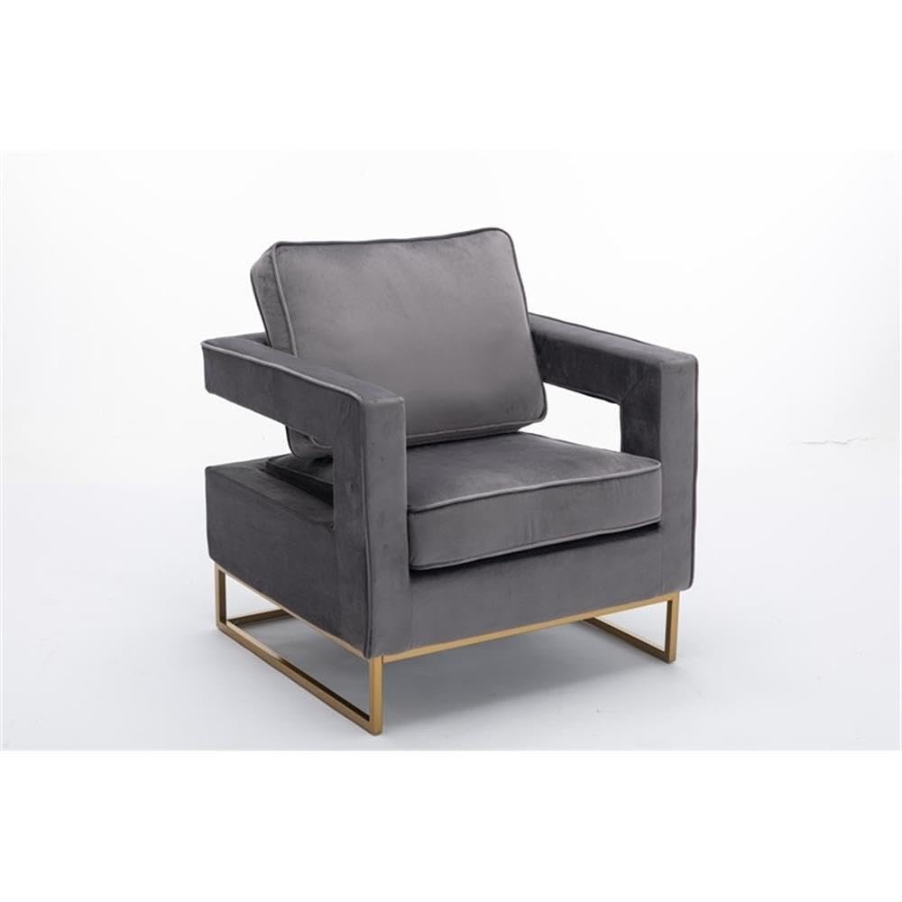 Carolina Classic Adadon 33 in Wide Velvet Upholstered Arm Chair in Gray