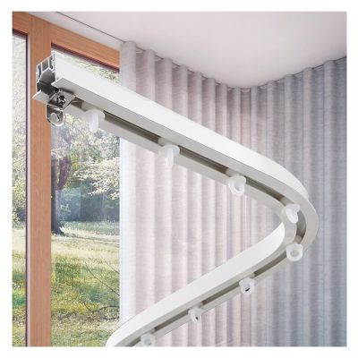 JYHHCYS White Recessed Sliding Curtain Track Flexible Bendable, Hidden Ceiling Mounted Aluminum Room Divider Curtain Rod for Bay Window/Balcony/Shower (Size : 3.5m/11.5ft)
