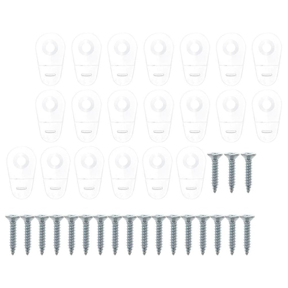 Angoily 50pcs Glass Cabinet Clips Mirror Mounting Retainer Clips Screws Easy Installation for Cabinets Doors and Walls for Bathroom and Home Use
