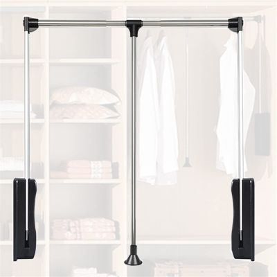 CHALKE Pull Down Closet Rod Guide, Width Adjustable Hydraulic Cushioning System, Closet Hanger Guide with Telescopic Handle and Mounting Hardware, Load Capacity 20KG (Size : 830-1150mm)