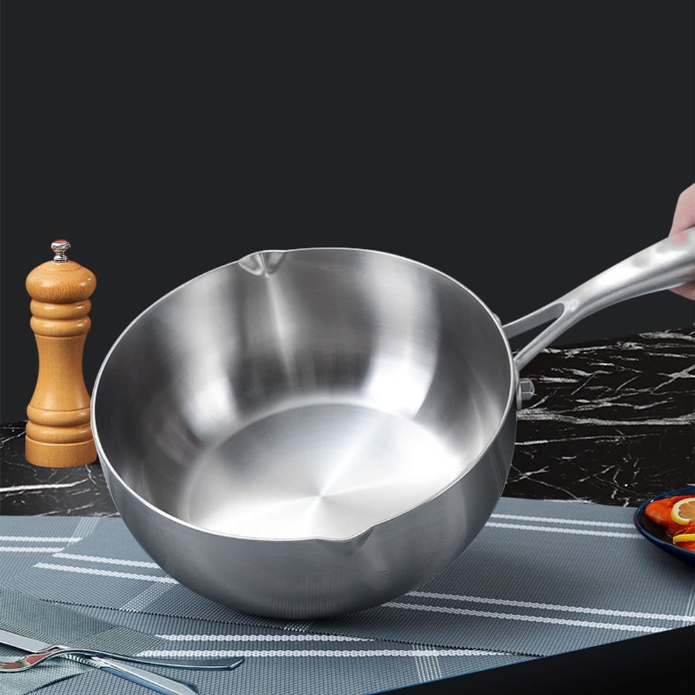 316 Stainless Steel Stock Pot - Household Non-stick Soup Pot, Uncoated Japanese-style Small Milk Pot, A Long-handled Soup Pot With A Glass Lid, Suitable For Most Stoves, Silver Color (Size : 22cm)
