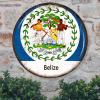 Belize Metal Sign Belize Flag Welcome Door Sign National Flag Customized Wall Art Farmhouse Wreath Sign Rustic Wall Decor Country Souvenir Man Cave Coffee Bar Gym Indoor & Outdoor Decor 12x12in view 1
