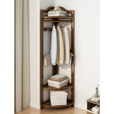 GZHERVICES Corner Hall Tree, Entryway Coat Rack Freestanding Clothes Rack Shoes Shelf Organizer Multifunctional Hallway Storage Shelf Corner Organizer (Color : Tea-Brown, Size : 40x40x173cm)