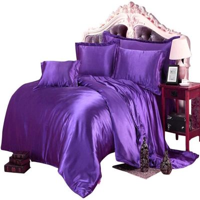 Phoenix Citadel All Season Silk Satin 7 Pieces Comforter Set Oversized Queen Plum (Comforter + Flat Sheet + Fitted Sheet 16'' & 4 Pillowcases) 500 GSM Comforter Sheet Set Wrinkle & Fade Resistant