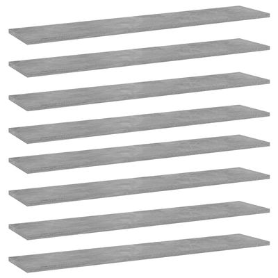 loibinfen 8 Piece Bookshelf Boards Engineered Wood Replacement Panels Storage Units Organizer Display Shelves for Bookcase, Storage Cabinet, Concrete Gray 39.4"x7.9"x0.6"