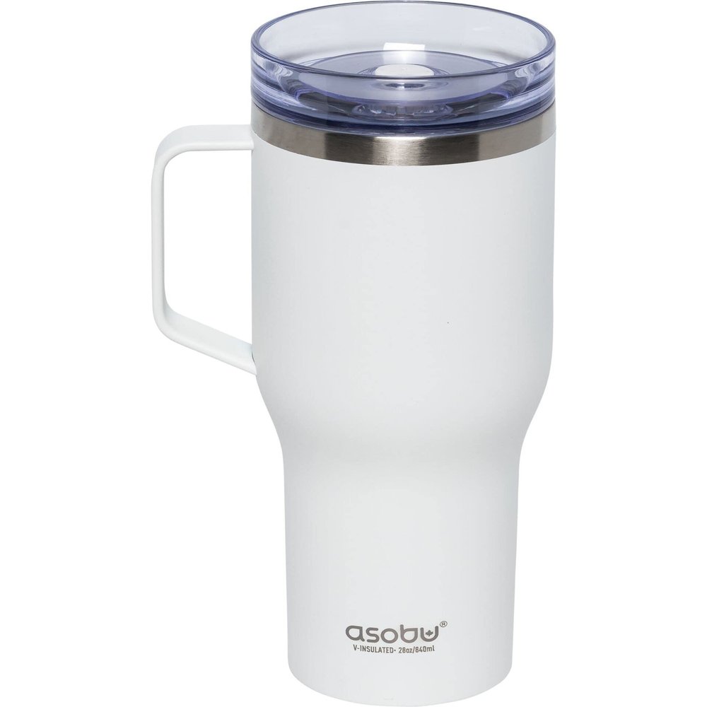 asobu 360 Travel Mug  28oz Vacuum Insulated Stainless Steel Mug with 360 Spill-Proof Lid and Handle  Keeps Drinks Hot 12H / Cold 24H  Leak-Resistant and Cup Holder Friendly